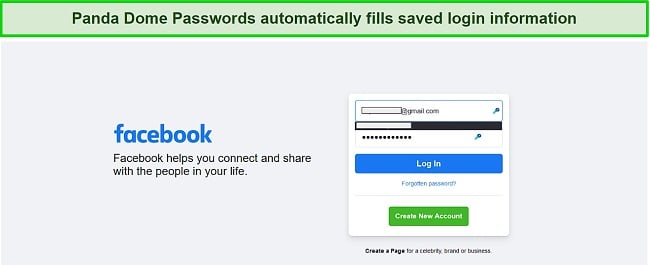 Screenshot of Panda Dome Passwords' auto-fill feature