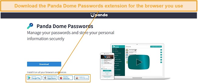 Downloading the Panda Dome Passwords browser extension