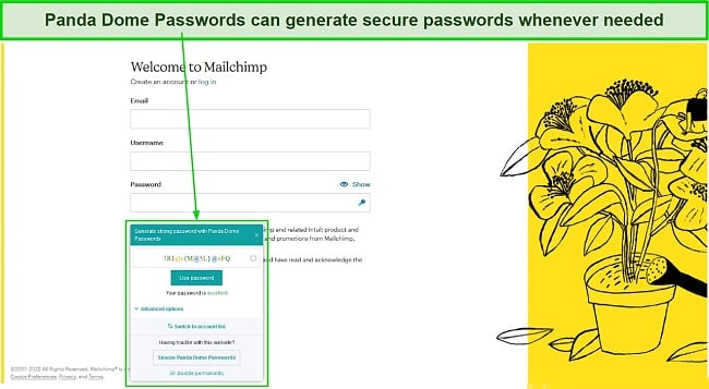 You can choose password length and character types