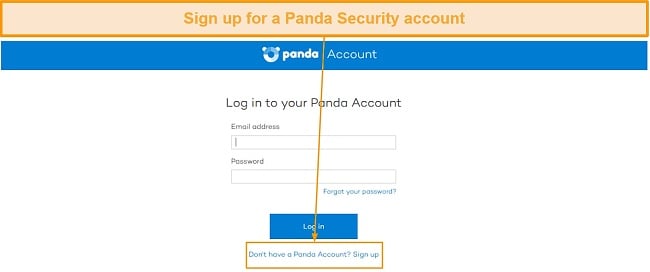 Signing up for a Panda Security Account