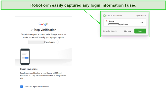 RoboForm auto-saving used logins