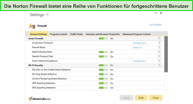 Die Firewall von Norton bietet außergewöhnlichen Echtzeitschutz.