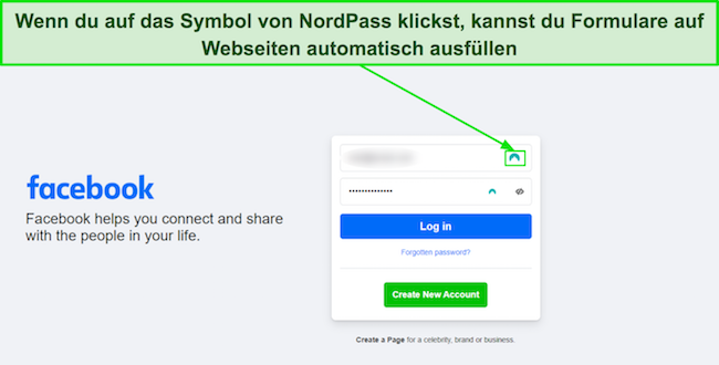 Screenshot der Funktion zum automatischen Ausfüllen von NordPass