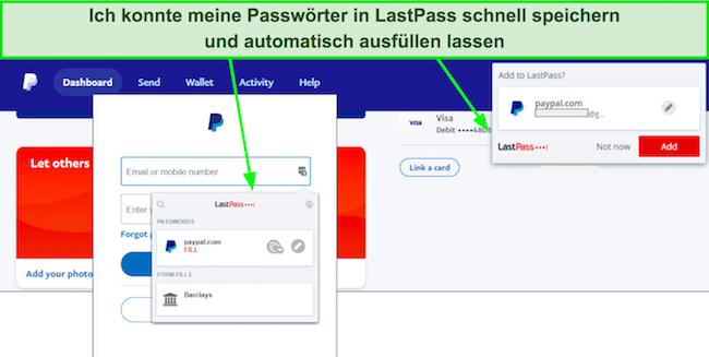 Screenshot der Funktion zum automatischen Ausfüllen von LastPass