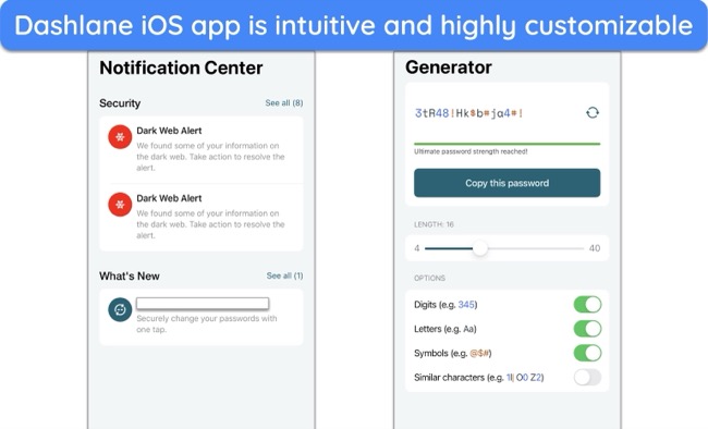 Screenshot of Dashlane's iOS interface