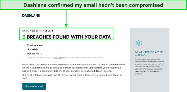 Screenshot of Dashlane's data breach report