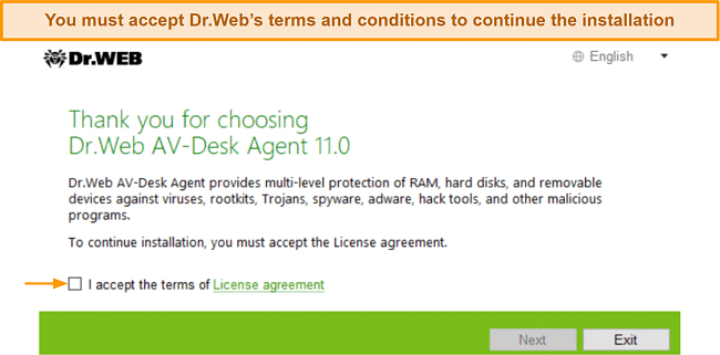 Screenshot of Dr.Web's Windows installation wizard
