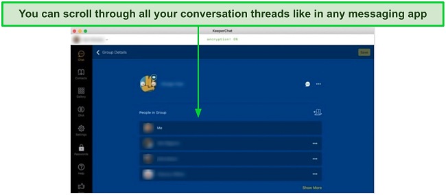 Screenshot of KeeperChat's dashboard