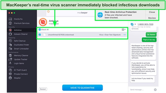 Screenshot of MacKeeper's virus scan results