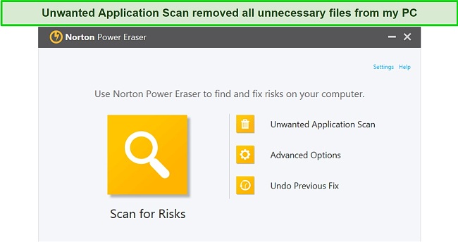 Screenshot of Unwanted Application Scan removing junk files