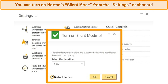 Norton Gamer Mode enabled screenshot