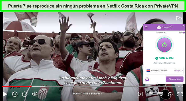Captura de pantalla de PrivateVPN desbloqueando la página de inicio de Netflix Costa Rica, mostrando el programa #6 Dark Desire en Costa Rica hoy.