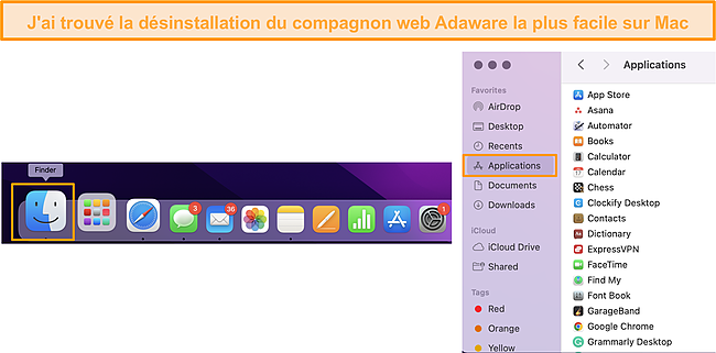 Vous pouvez facilement accéder à votre liste d'applications via le Finder dans le dock.