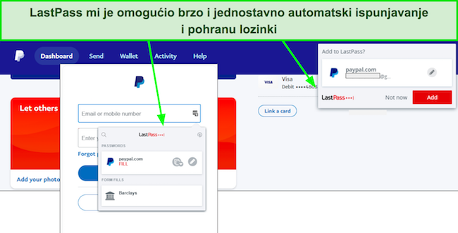 Snimka zaslona LastPassove značajke automatskog popunjavanja