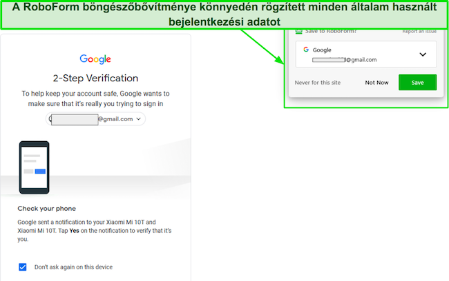Képernyőkép a RoboForm automatikus mentés funkciójáról