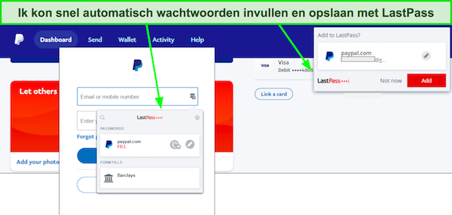 Screenshot van de automatische invulfunctie van LastPass