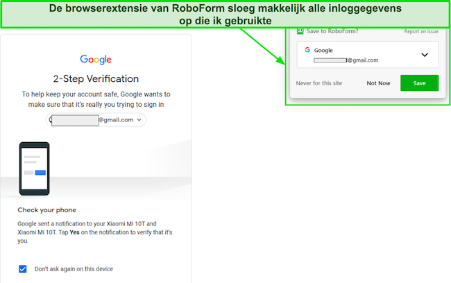 Screenshot van RoboForm's Auto-save functie