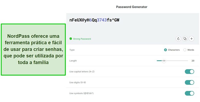 Melhores gerenciadores de senhas para famílias: NordPass - Gerador de senhas