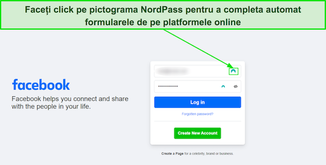 Captură de ecran a funcției de completare automată NordPass