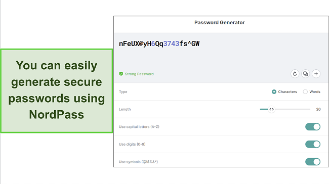 Screenshot of NordPass Password Generator for Google Chrome