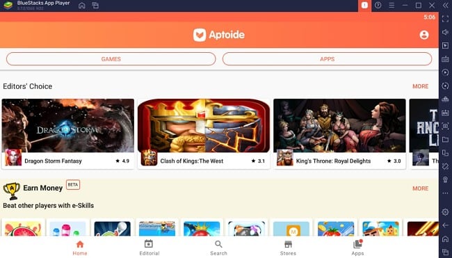 Tangkapan layar antarmuka pengguna Aptoide