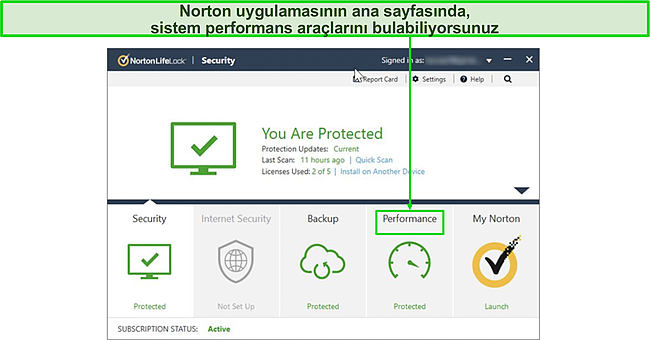 Norton'un ana sayfasının ekran görüntüsü.