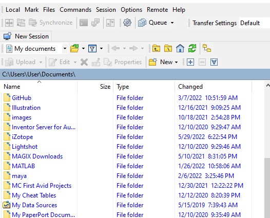 WinSCP Единичен панел