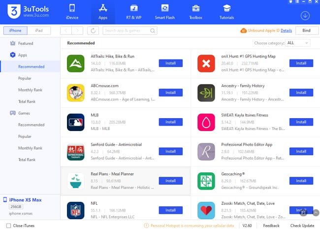 3uTools apps store screenshot