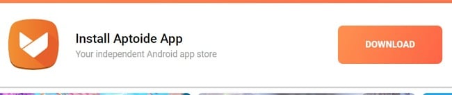 Capture d'écran de la page de téléchargement Aptoide