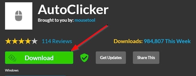 Στιγμιότυπο οθόνης κουμπιού λήψης Auto Clicker
