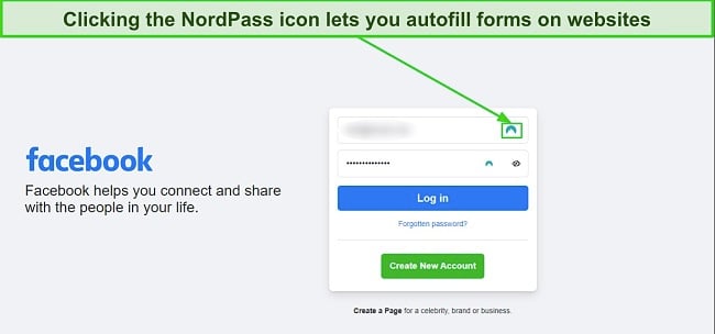 Screenshot of NordPass auto-filling feature