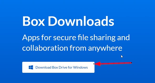 Captura de pantalla del botón de descarga de Box