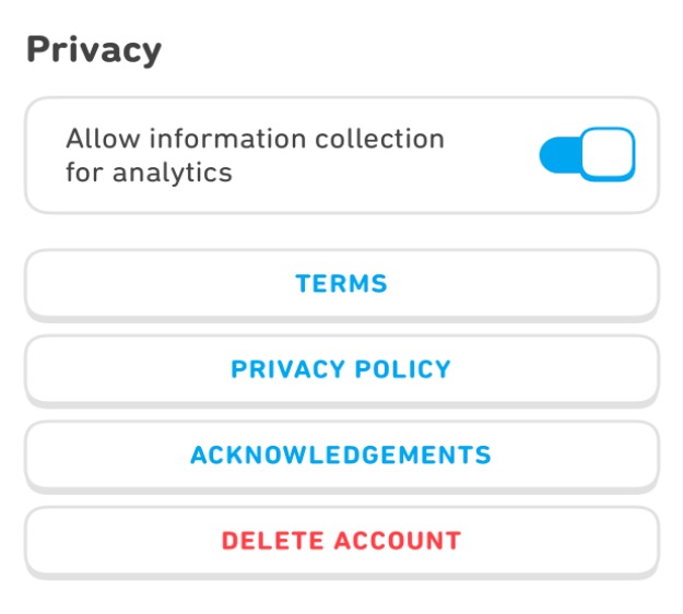 Duolingo privacy screenshot