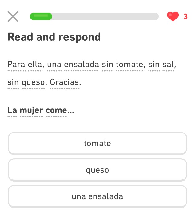 Duolingo läsa och svara skärmdump