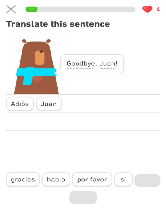 Duolingo 이 문장을 번역 스크린샷