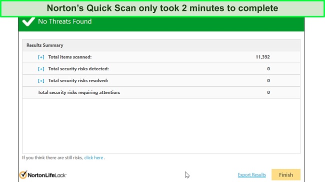  Screenshot of Norton Quick scan result
