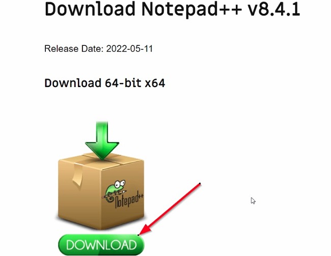 Notepad++ download button screenshot