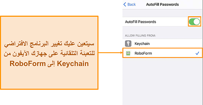 لقطة شاشة لوظائف الملء التلقائي لـ RoboForm.