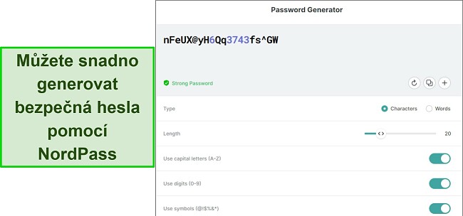 Snímek obrazovky NordPass Password Generator pro Google Chrome