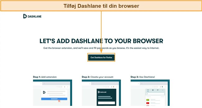 Skærmbillede af tilføjelsen af Dashlane til din browser