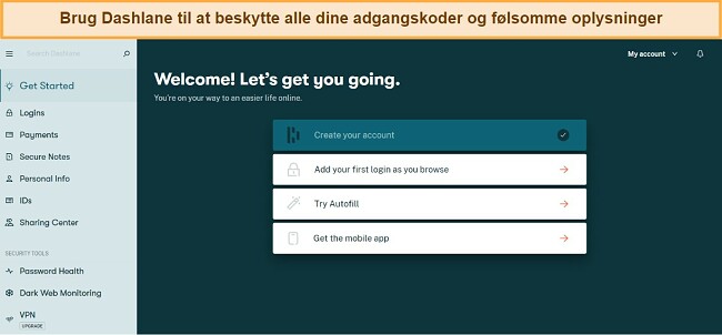 Et billede af en person, der bruger Dashlane til at beskytte deres adgangskoder og følsomme oplysninger