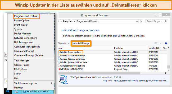 Screenshot der Programmliste von Windows 8.