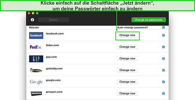 Screenshot des Ein-Klick-Passwortwechslers von Dashlane.