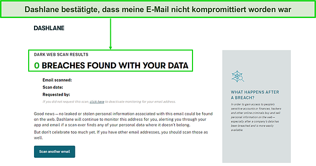 Screenshot des Berichts über Datenschutzverletzungen von Dashlane.