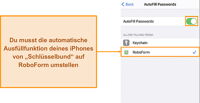 Screenshot der automatischen Ausfüllfunktionen von RoboForm.