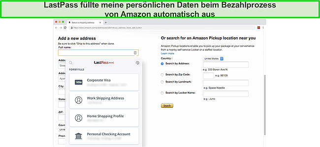 Screenshot von Ich war sehr beeindruckt von der AutoFill-Funktion von LastPass.