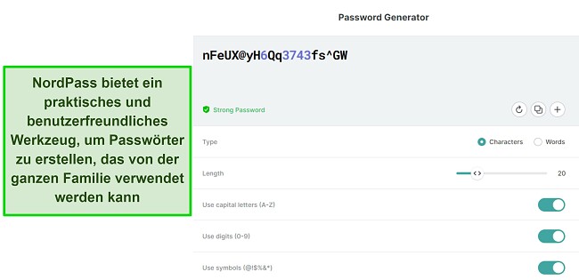 Beste Familien-Passwort-Manager - NordPass Passwort-Generator