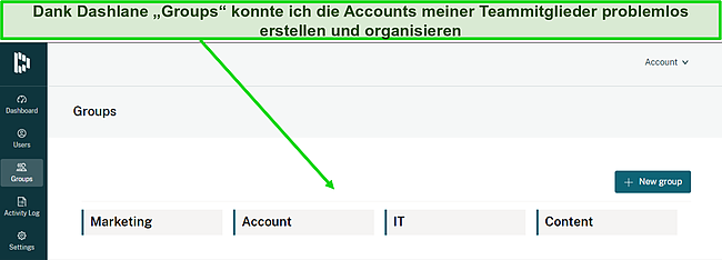 Screenshot des Dashlane-Gruppen-Dashboards.