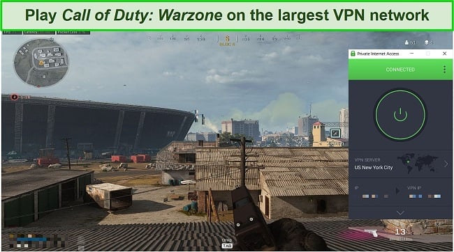 Screenshot of CoD Warzone using PIA's vast server network