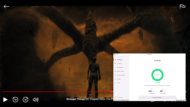 Screenshot of PureVPN Collaborating with Stranger Things on Netflix